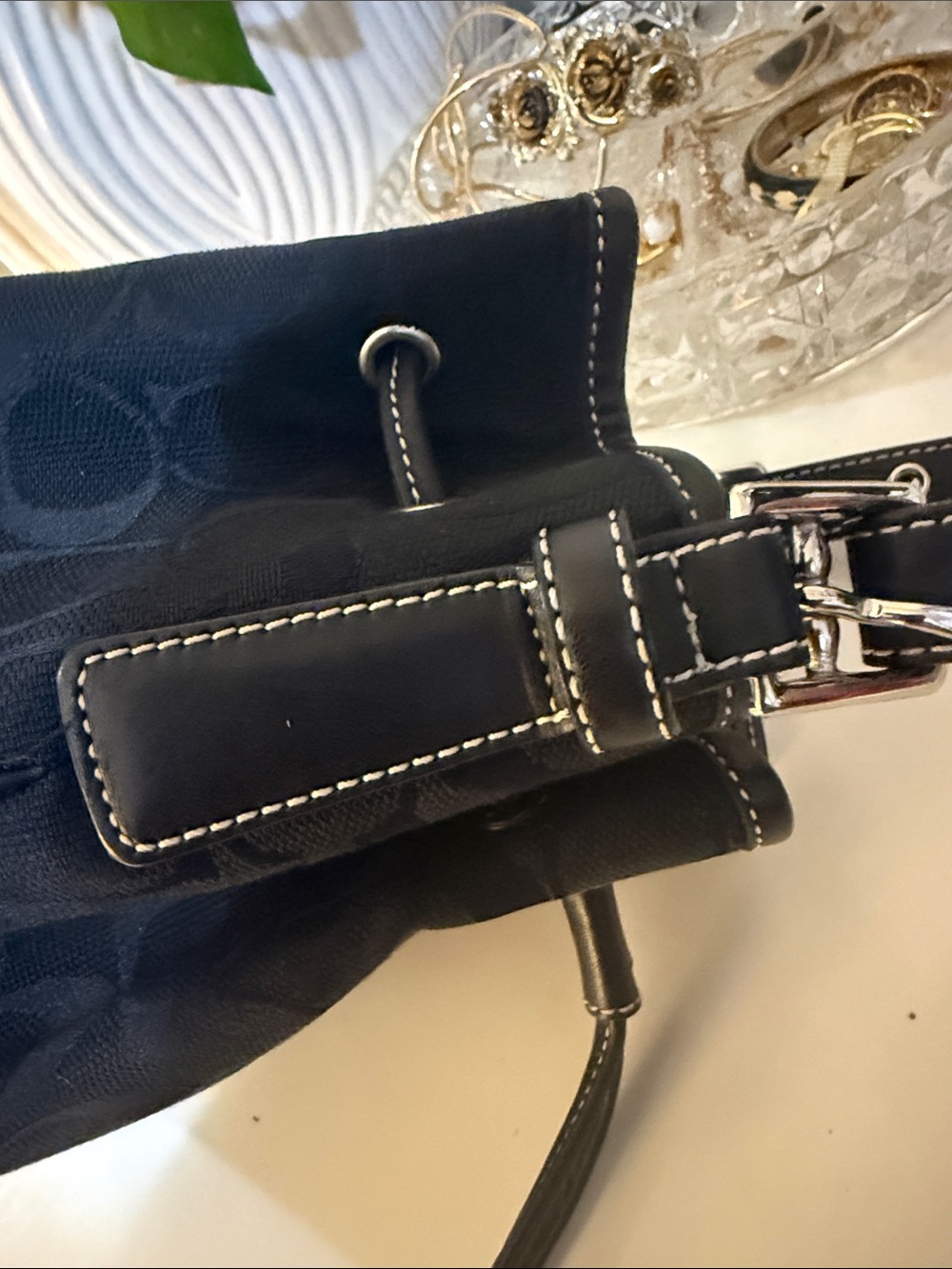 Vintage Coach Black Signature in canvas Jacquard  Bucket Bag - Picture 12 of 16